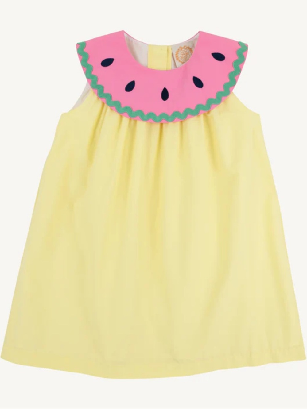 The Beaufort Bonnet Company Teachers Pet Dress Pink Watermelon Appliqué Collar
